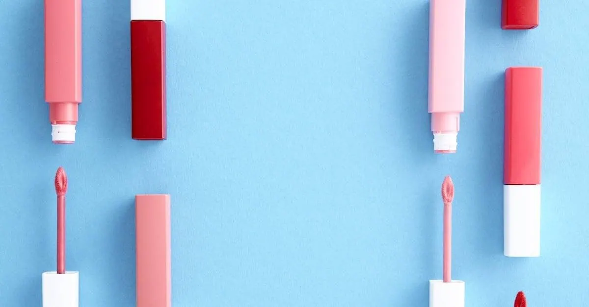 Lipstick tubes and applicators for makeup and beauty routines.