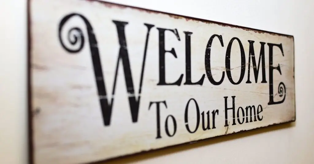 A stylish rustic wooden welcome sign perfect for home decoration.