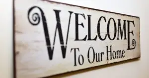 A stylish rustic wooden welcome sign perfect for home decoration.
