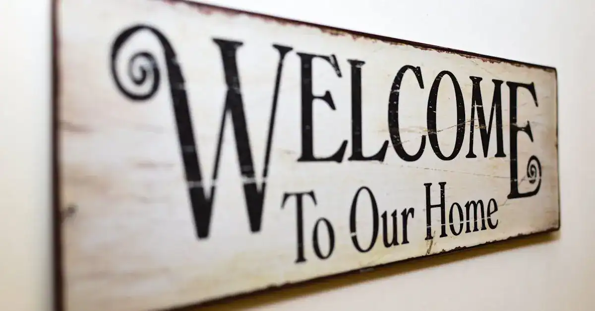 Welcome sign with "Welcome to Our Home" message for entryway decor.
