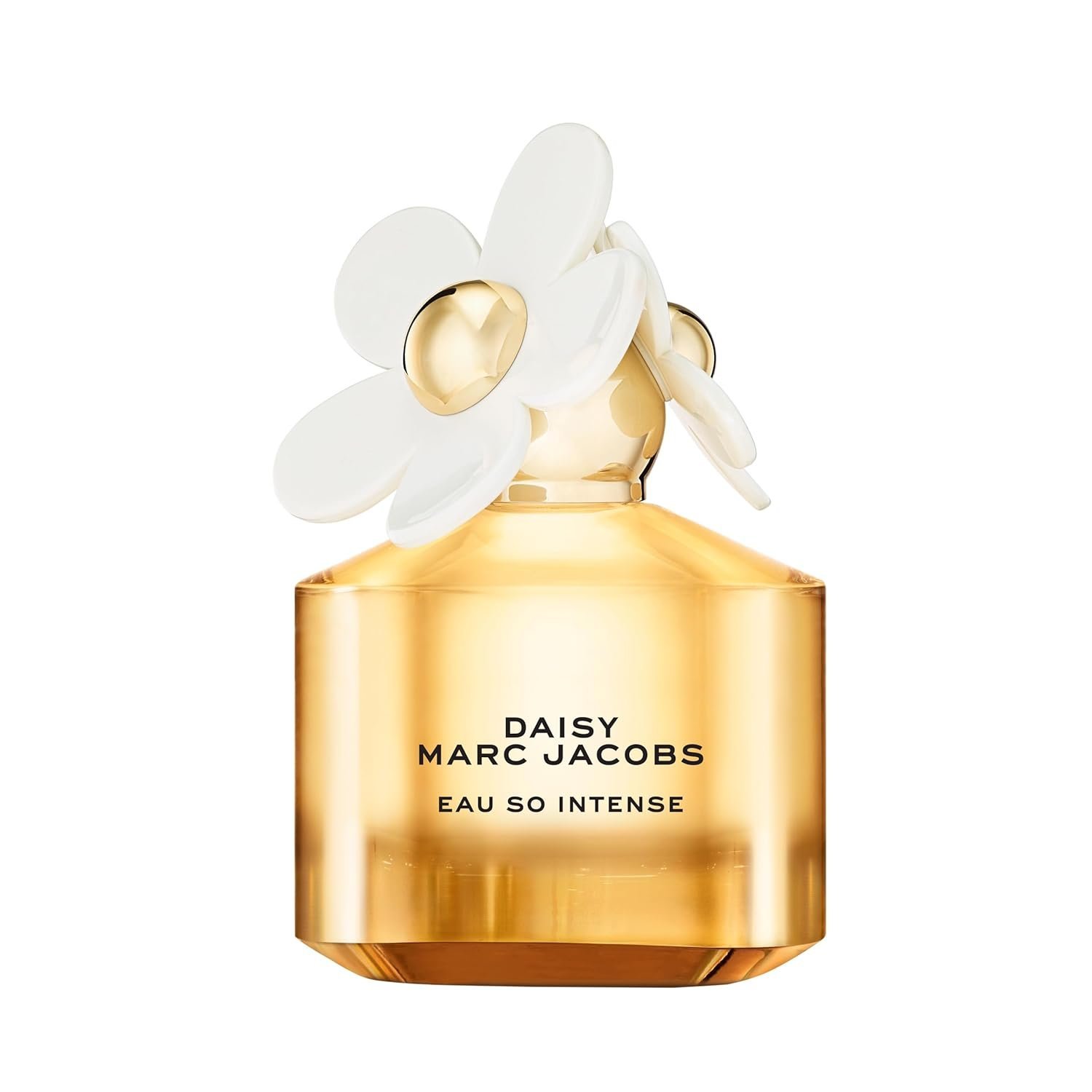 Perfume bottle of Marc Jacobs Daisy Eau So Intense with floral design.