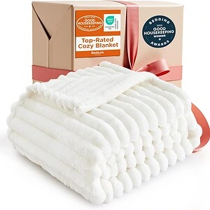 Bedsure GentleSoft White Throw Blanket for Couch - Soft Cozy Blankets for Women, Fluffy Fuzzy Fleece Throw for Girls, Birt...