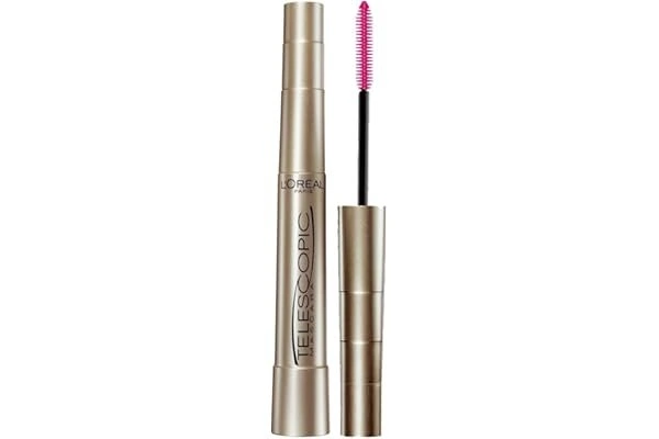 L’Oreal Paris Makeup Original Telescopic Mascara, Separating Mascara Volume and Length Formula, Washable, Blackest Black, 0.2