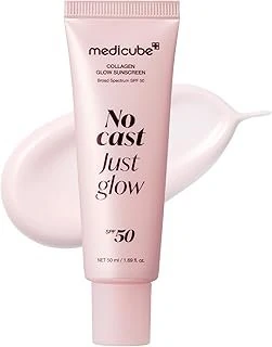 medicube No Cast Just Glow Collagen Sunscreen | SPF 50 Broad Spectrum Face Sunscreen | Lightweight, Non-Sticky, Hydrating ...