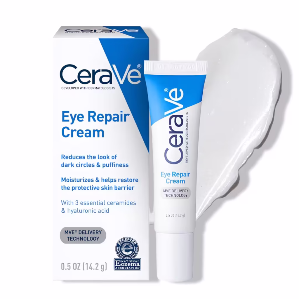CeraVe Eye Repair Cream, Under Eye Cream For Puffiness And Bags Under Eyes, Hyaluronic Acid + Niacinamide + Marine Botanical Complex, Oil Free & Opthalmologist Tested