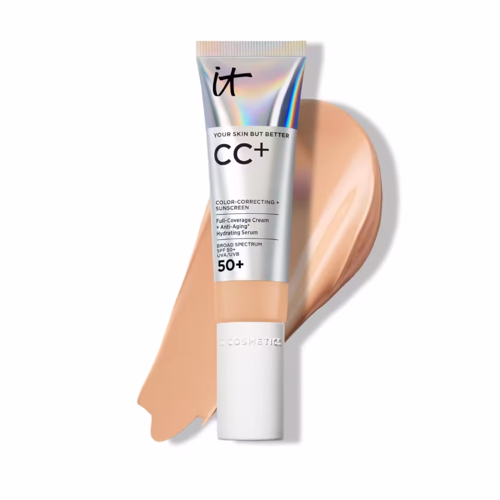 IT Cosmetics CC+ Cream - Natural Full Coverage Foundation With SPF 50+, Color Corrector & Anti-Aging Hydrating Serum, Hyaluronic Acid + Peptides, Lightweight Up To 24H Wear, All Skin Types