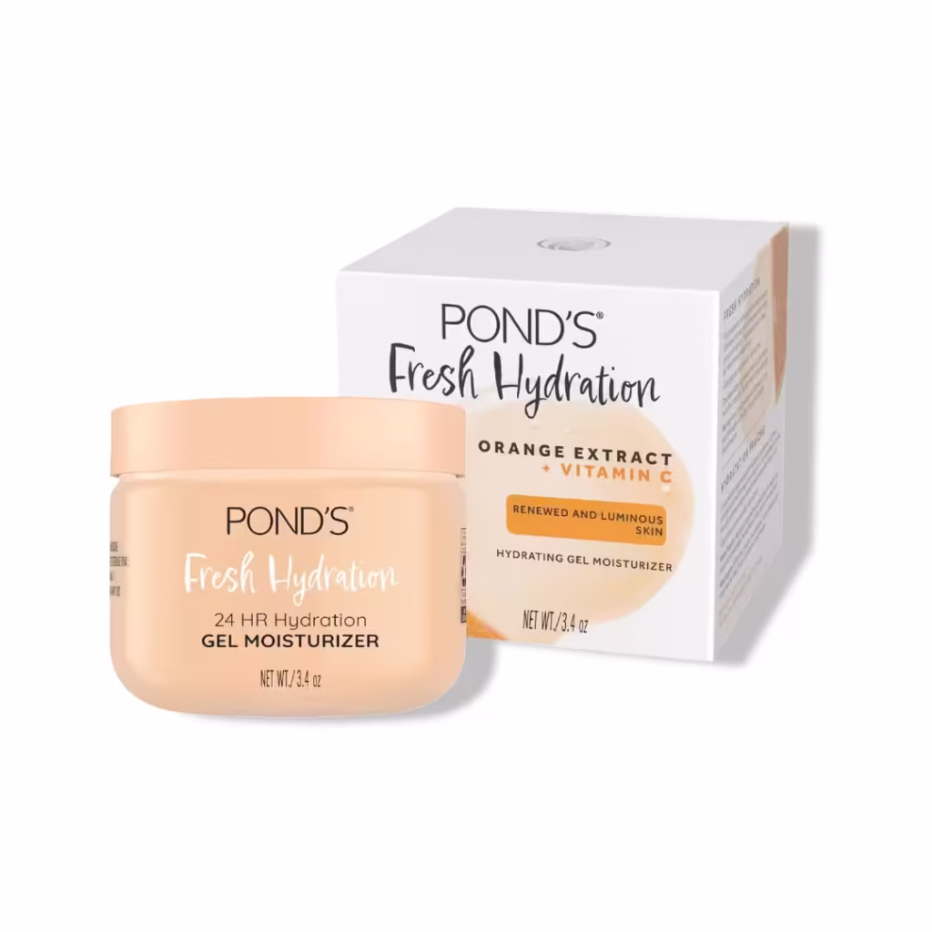 POND’S Fresh Hydration Gel Moisturizer – 24 HR Hydration with Orange Extract & Vitamin C – Alcohol & Oil-Free Face Moisturizer – Dermatologist Tested, 3.4 oz