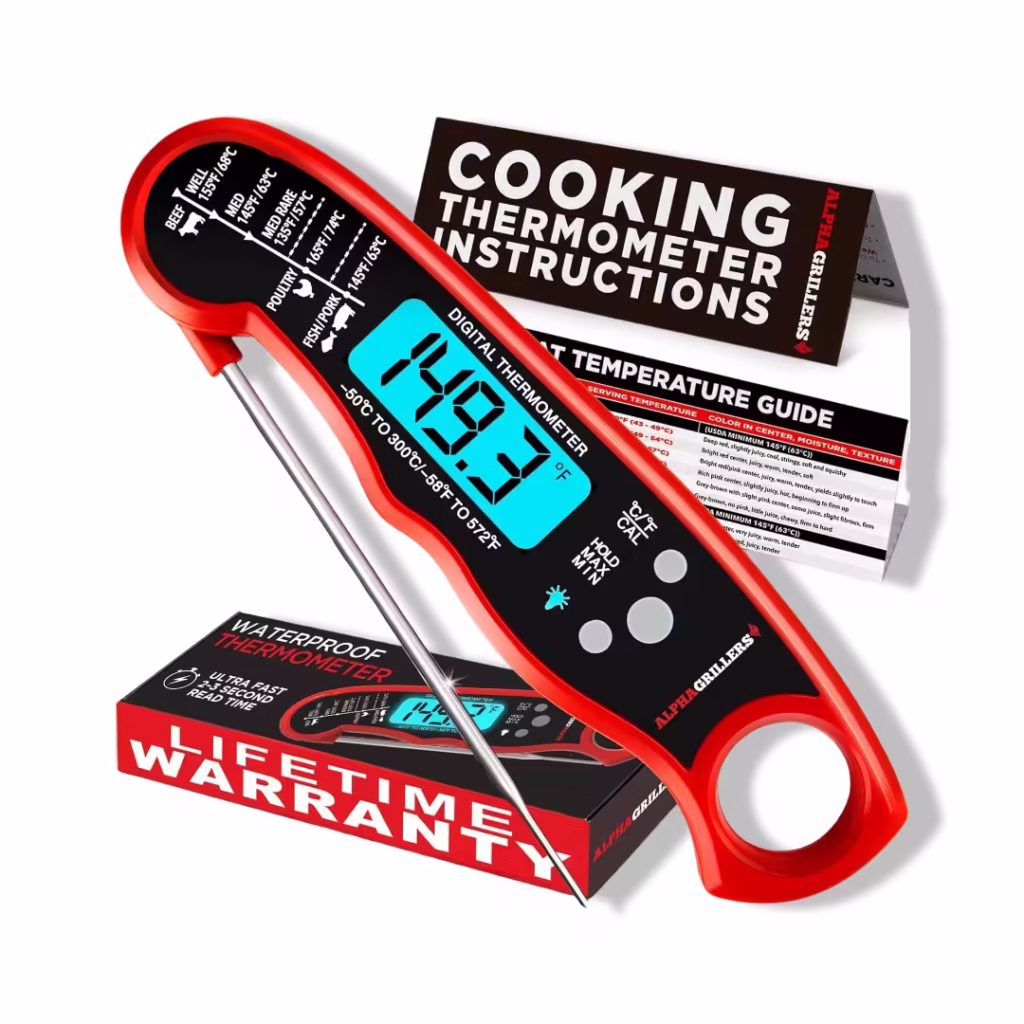Alpha Grillers Meat Thermometer Digital – Instant Read Food Thermometer for Cooking & Grilling – Professional Kitchen Fathers Day Gift for Dad Men Him Husband