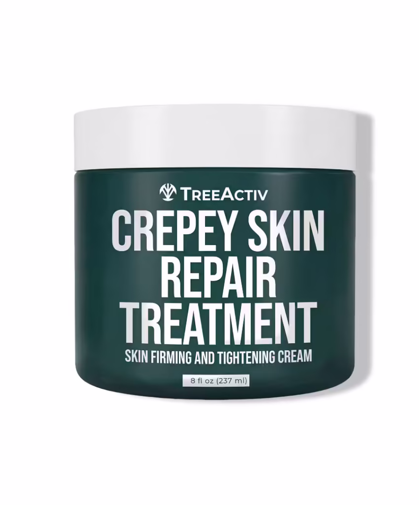TreeActiv Crepey Skin Repair Cream, 8 oz Firming Body & Neck Cream with Hyaluronic Acid, Glycolic Acid & Shea Butter, Helps Crepey Skin Look Smoother, 500+ Uses