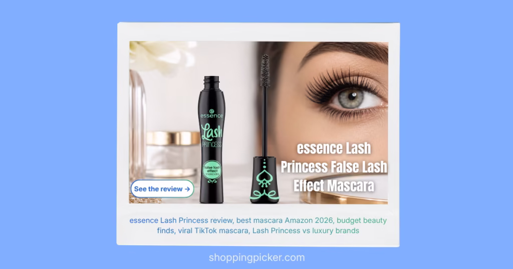 essence Lash Princess False Lash Effect Mascara tube with iconic green design and conic fiber brush.