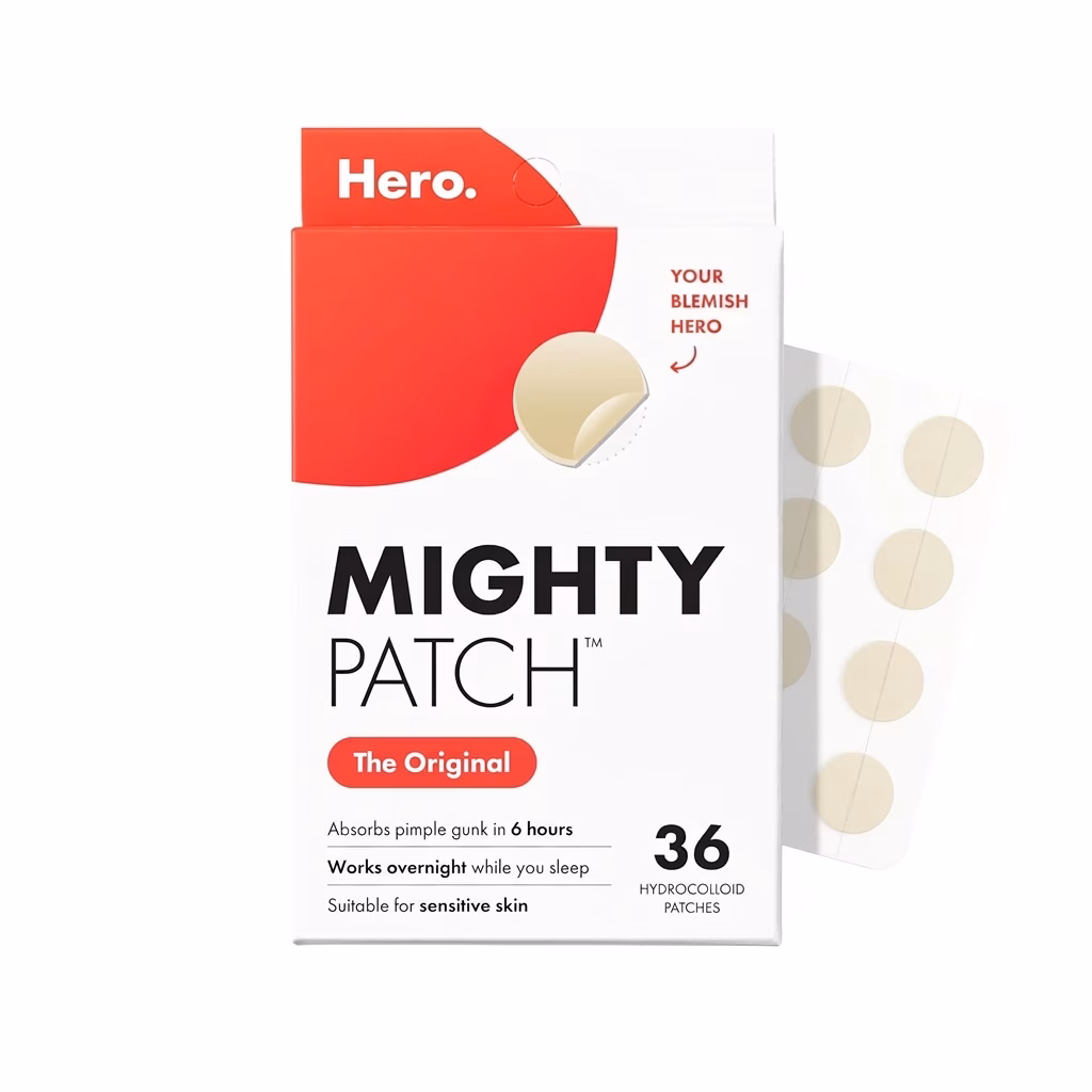 Mighty Patch Original Patch from Hero Cosmetics - #1 Hydrocolloid Acne Pimple Patches for Face, Shrinking Zits & Whiteheads in 1 Use, Nighttime Spot Pimple Stickers for Face, 36 Count