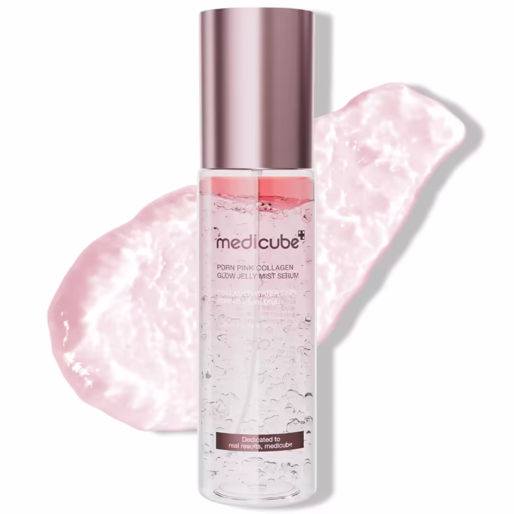medicube Jelly Mist Serum with Pink PDRN Collagen | Dual-Texture Glow Spray with Niacinamide, Glutathione, Ceramide, Hyaluronic Acid | for Hydration, Radiance, Plump-Looking Skin | 3.38 fl.oz