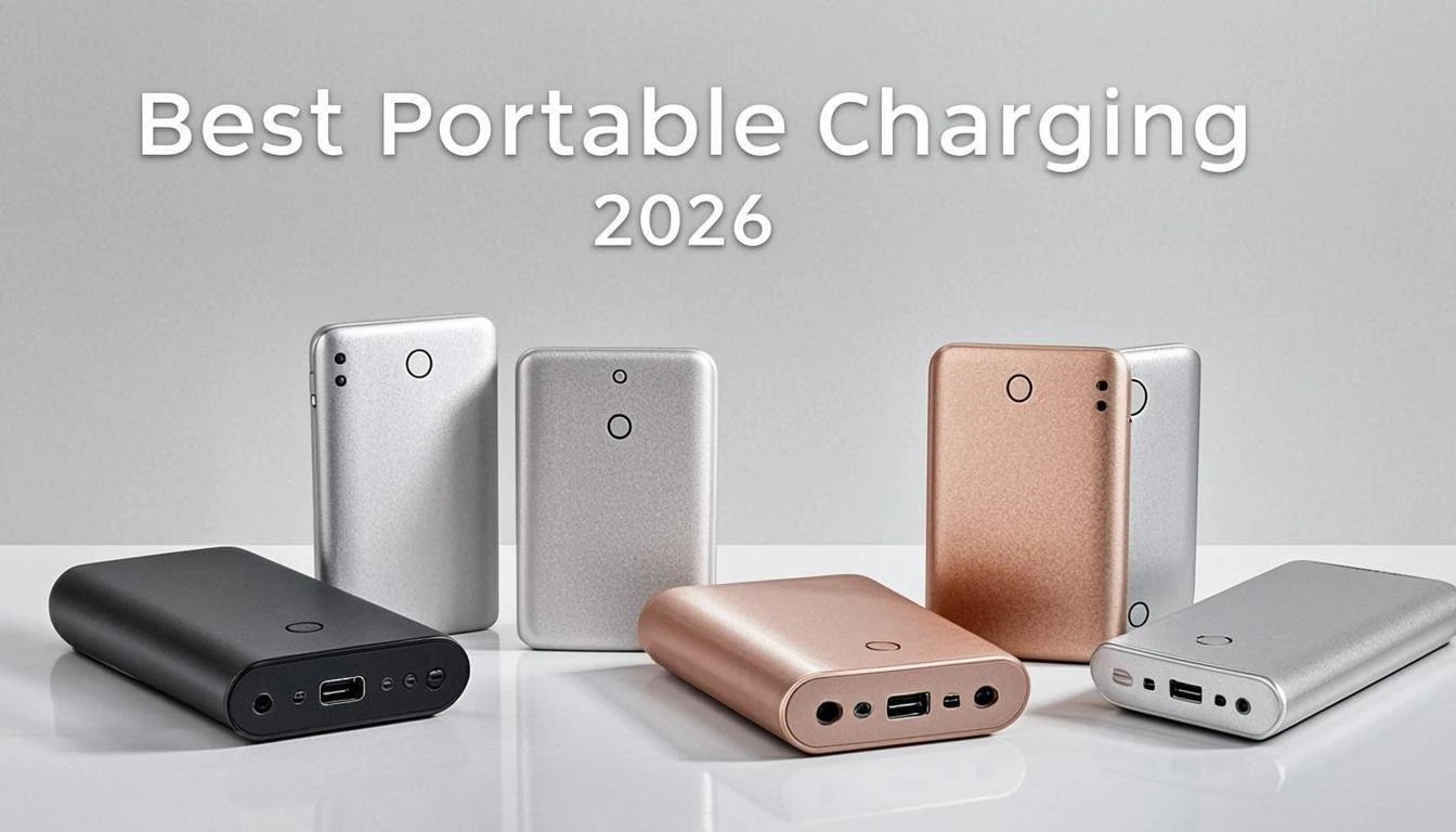 Collection of portable power banks for charging on the go in 2026.