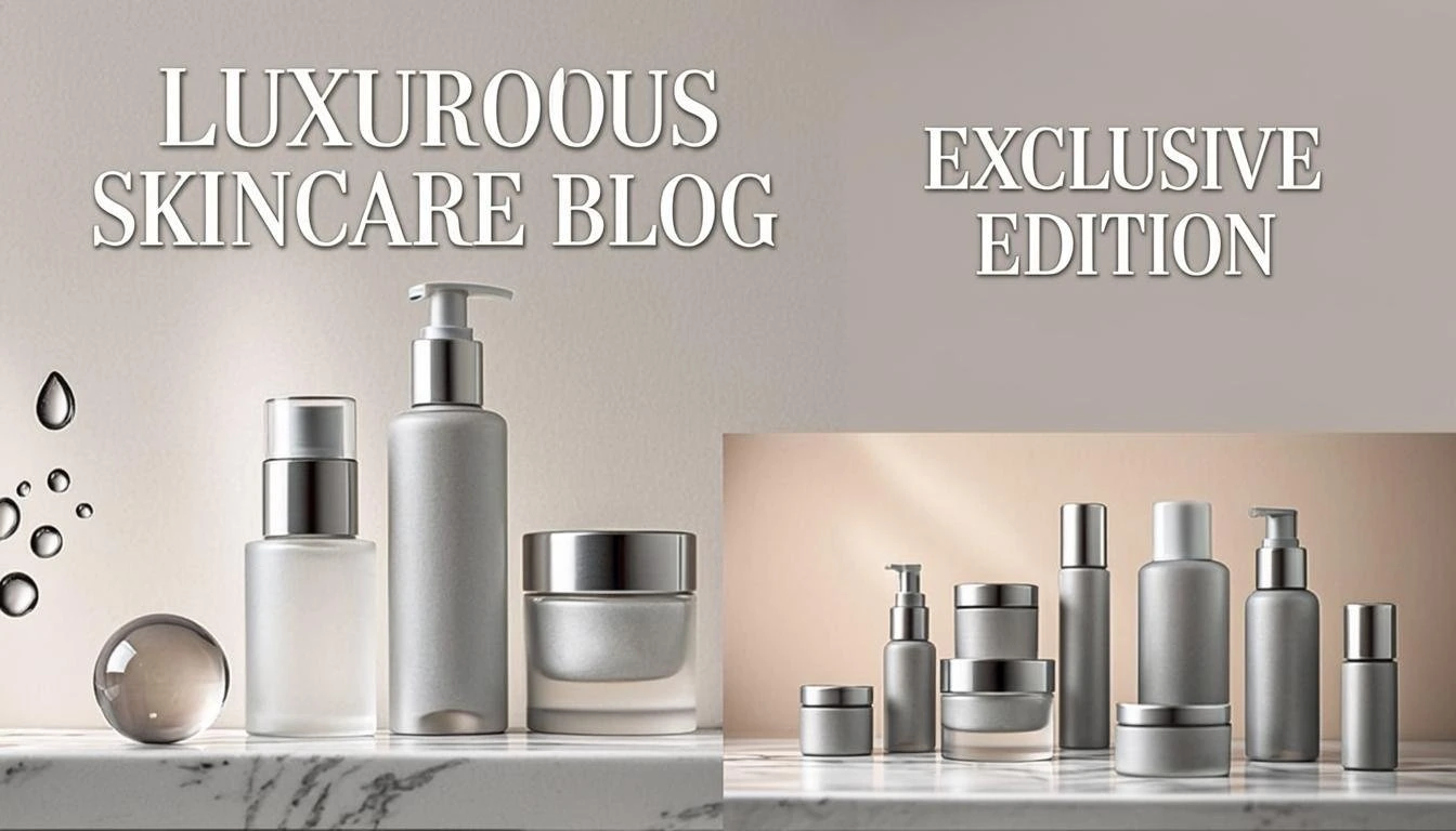 Elegant skincare products in sleek bottles and jars for luxury skincare.