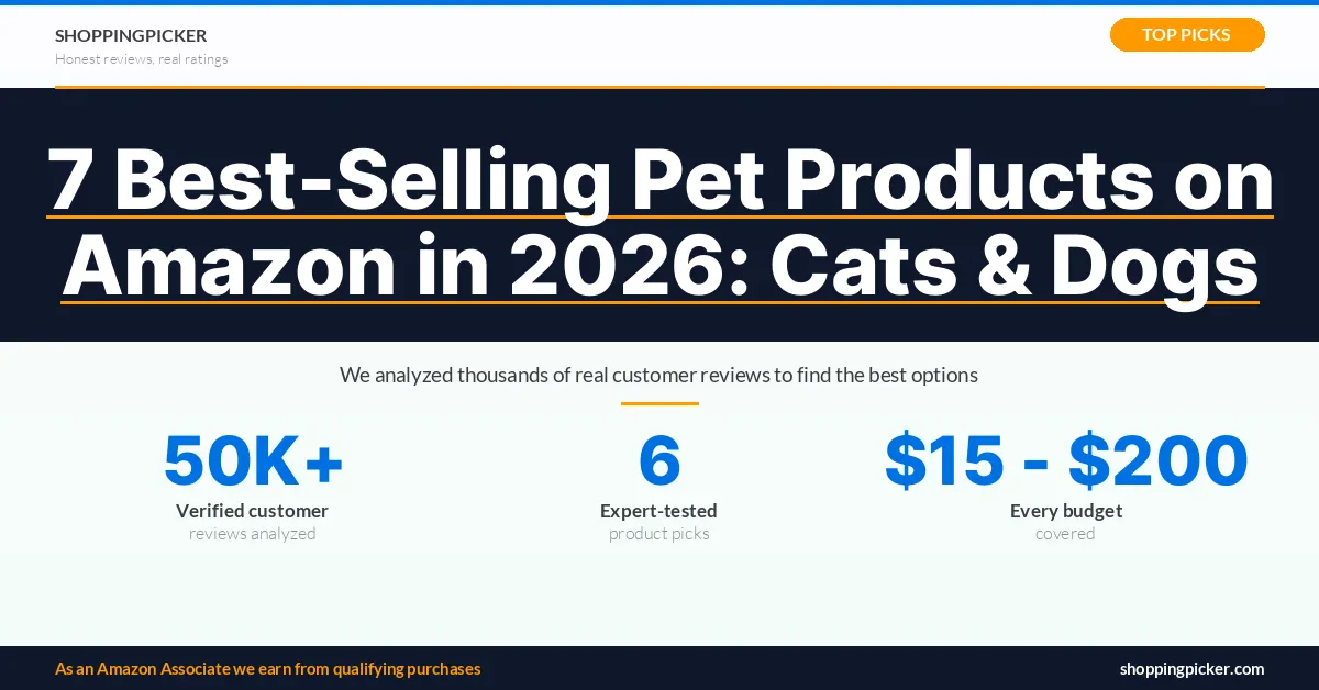 Top 7 best-selling pet products on Amazon in 2026 for cats and dogs.