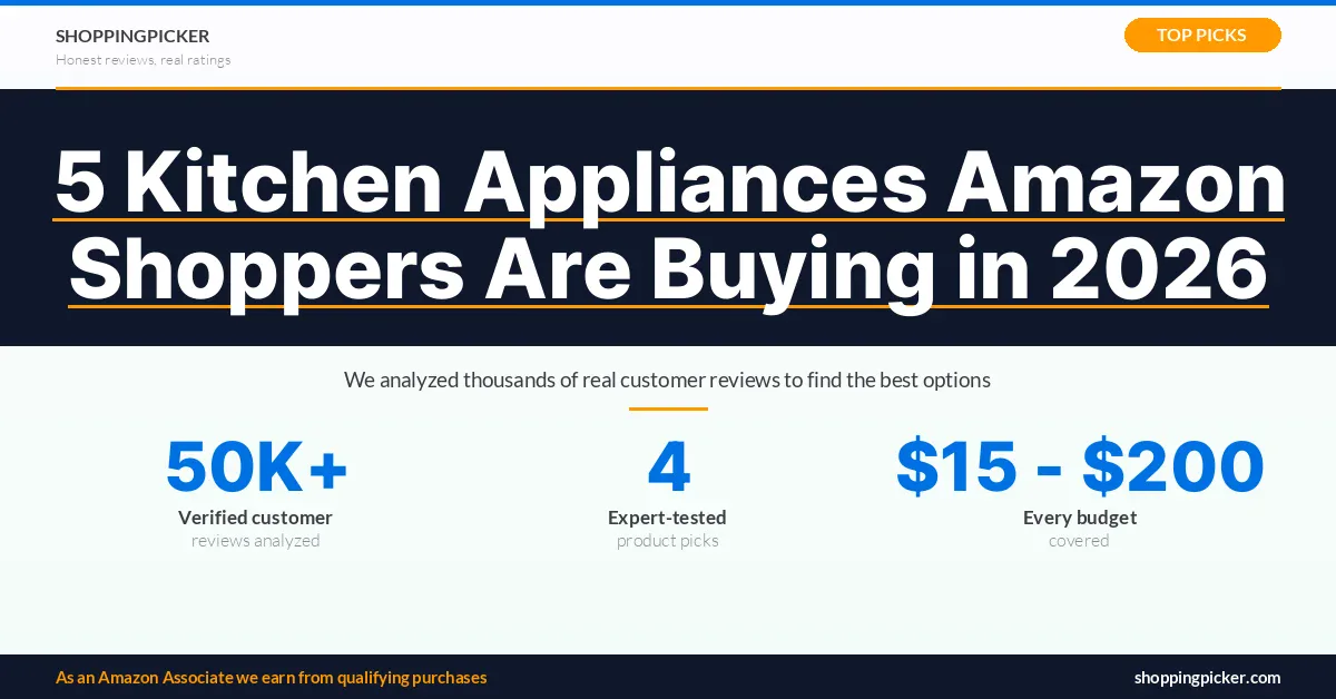 Top 5 kitchen appliances on Amazon shoppers' list for 2026.