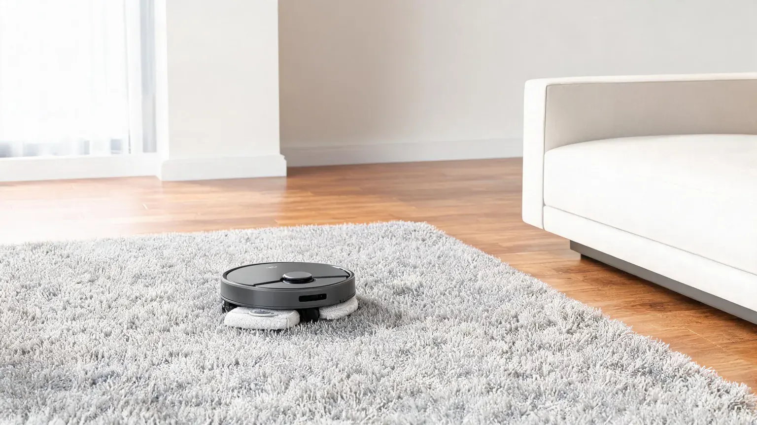 Best robot vacuums for carpet cleaning a high-pile area rug in a living room