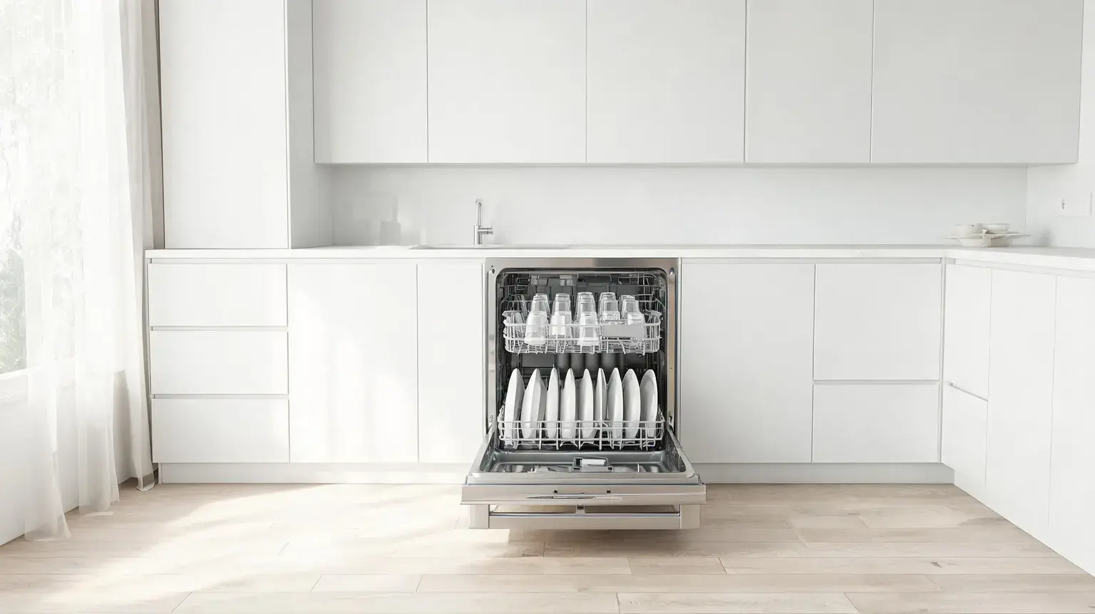 Best dishwashers 2026 - stainless steel built-in dishwasher with open racks in a modern kitchen